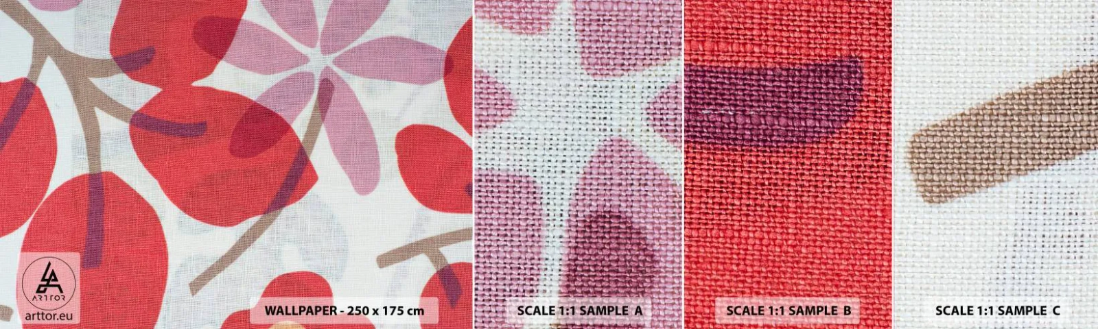 Prøve Fototapet Selvklæbende Deluxe Sticker - Blomsterkomposition i pink - Boho, Blomster, Minimalisme - 100x30 cm