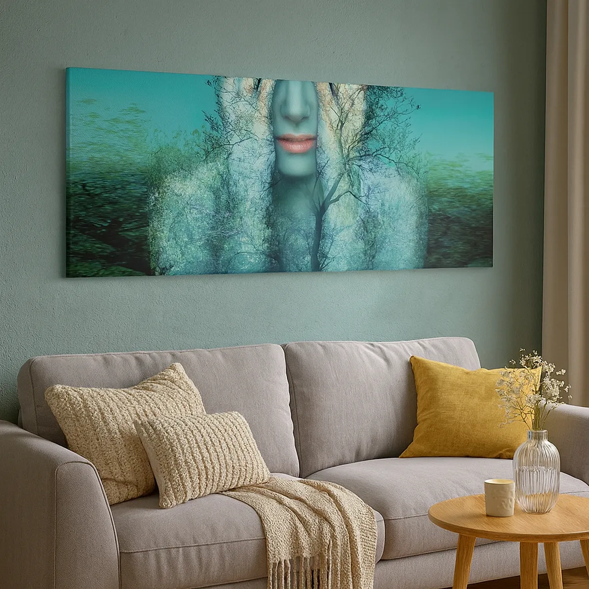 Lærredstryk - Billede på lærred - Nedsænket i blåt - 30x30 cm