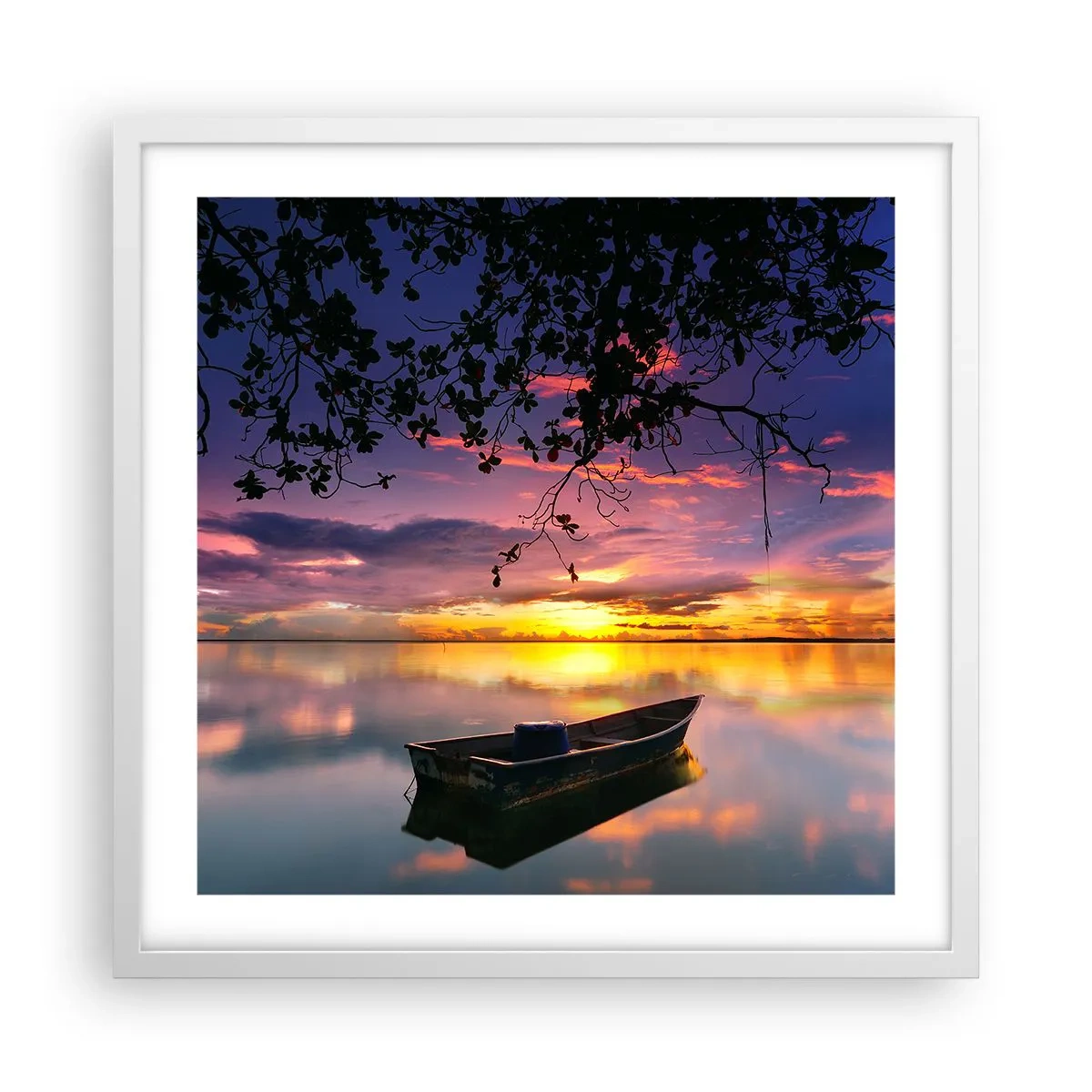 Plakat i hvid ramme - "Det ser ud til, at du hænger midt på himlen..." - 50x50 cm