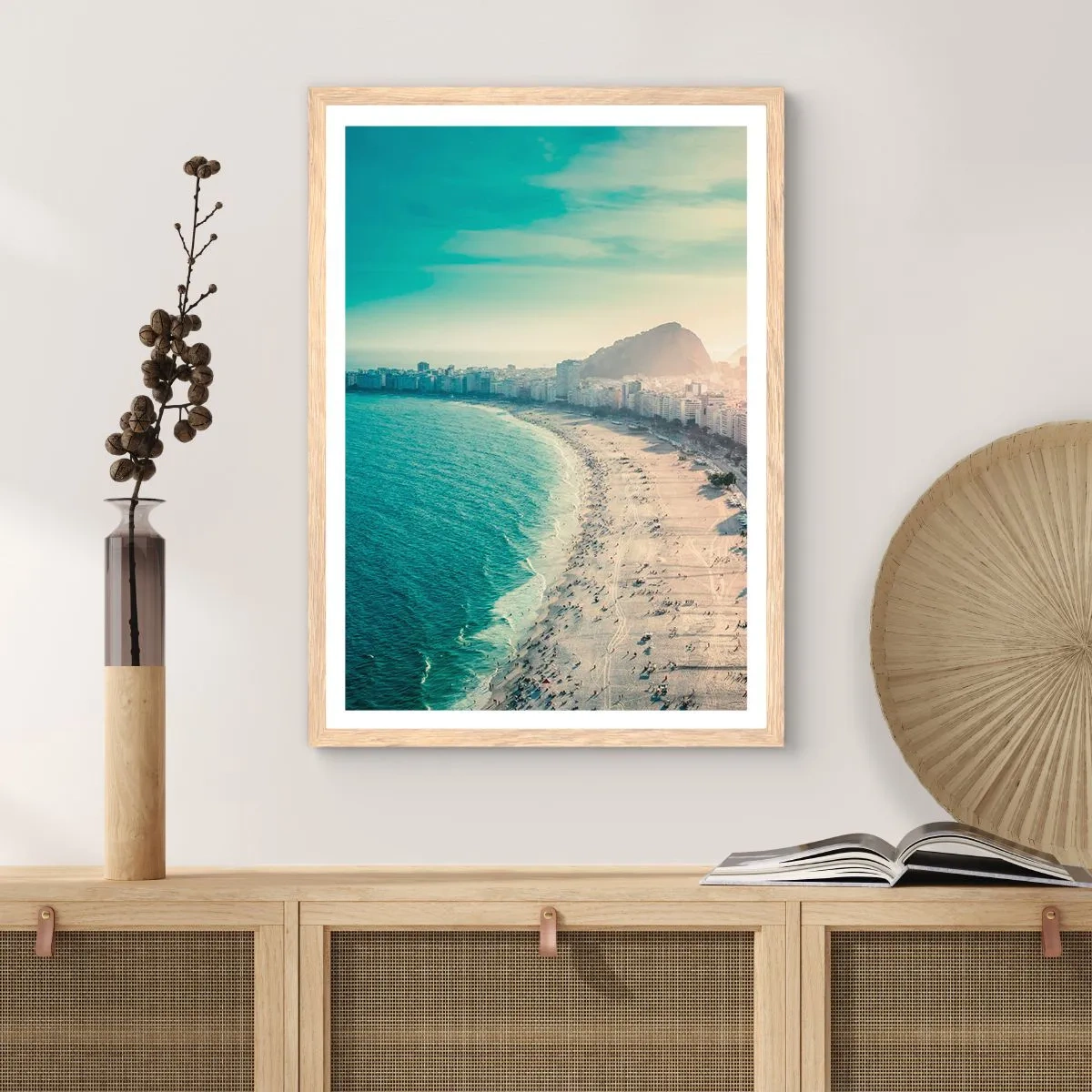 Plakat i ramme af lyst egetræ - Evig ferie i Rio - 30x40 cm