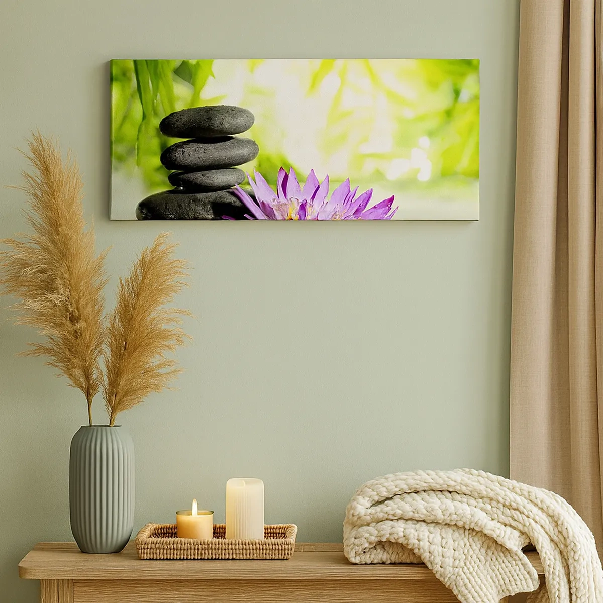 Lærredstryk - Billede på lærred - I en bambushytte - 30x30 cm