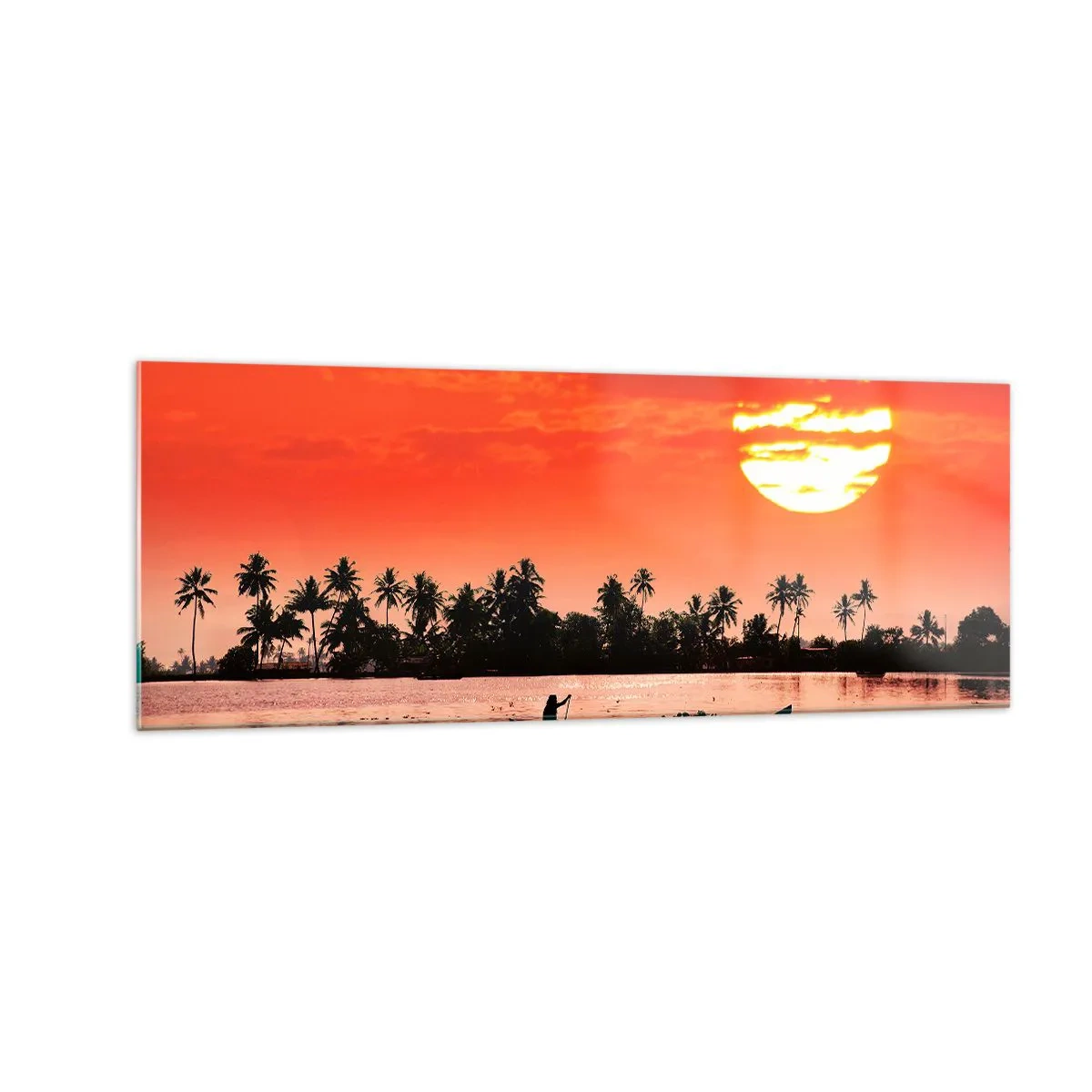 Billede på glas - Tropernes ro ved solnedgang - 140x50 cm