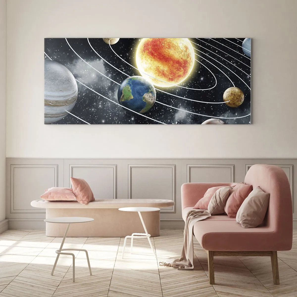 Billede på glas - Kosmisk dans - 160x50 cm