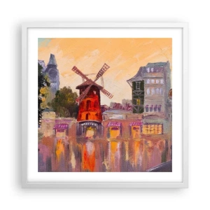 Plakat i hvid ramme - Parisiske ikoner - Moulin Rouge - 50x50 cm