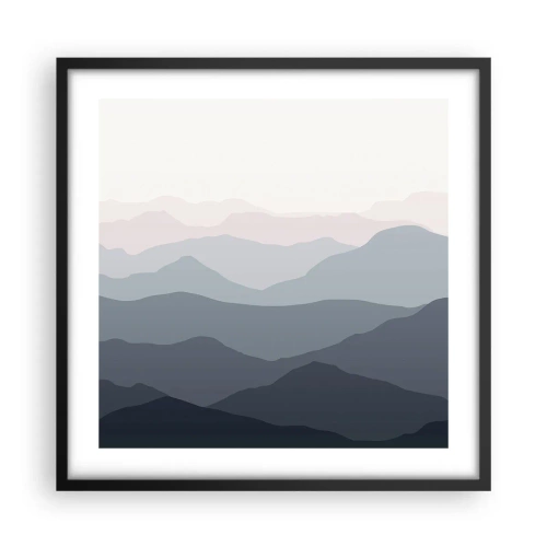 Plakat i sort ramme - Bølger af bjerge - 50x50 cm