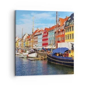 Lærredstryk - Billede på lærred - Glædelig kaj - 70x70 cm