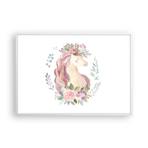 Plakat i hvid ramme - En invitation til eventyrets verden - 100x70 cm