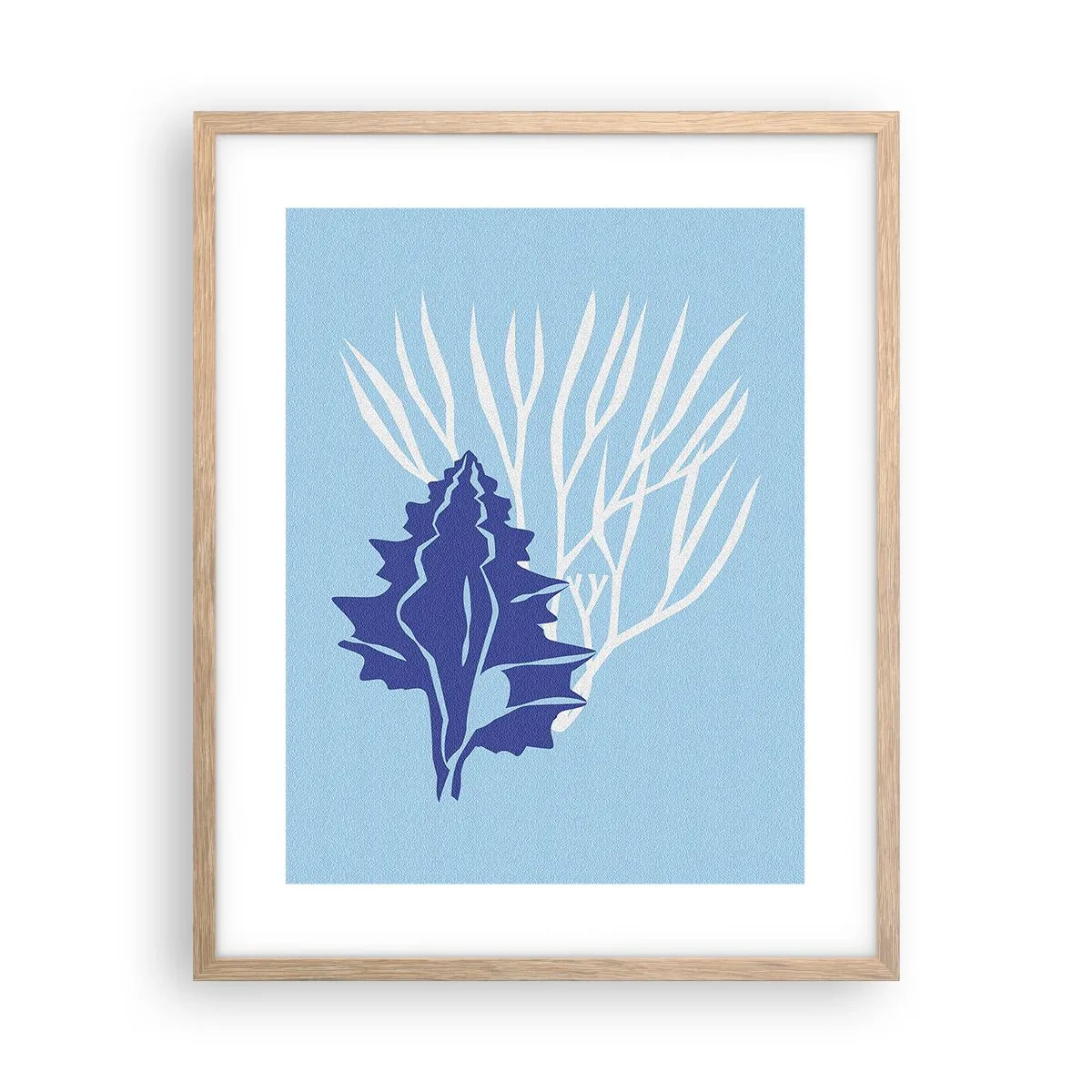 Plakat i ramme af lyst egetræ - Bladformede former - 40x50 cm