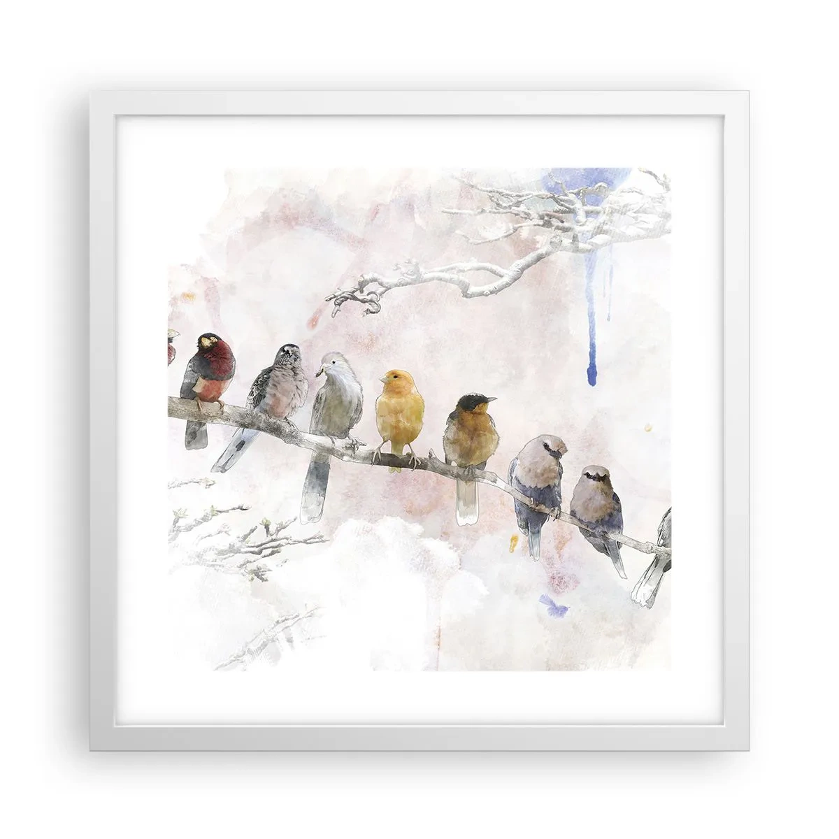 Plakat i hvid ramme - Møde med vinger - 40x40 cm