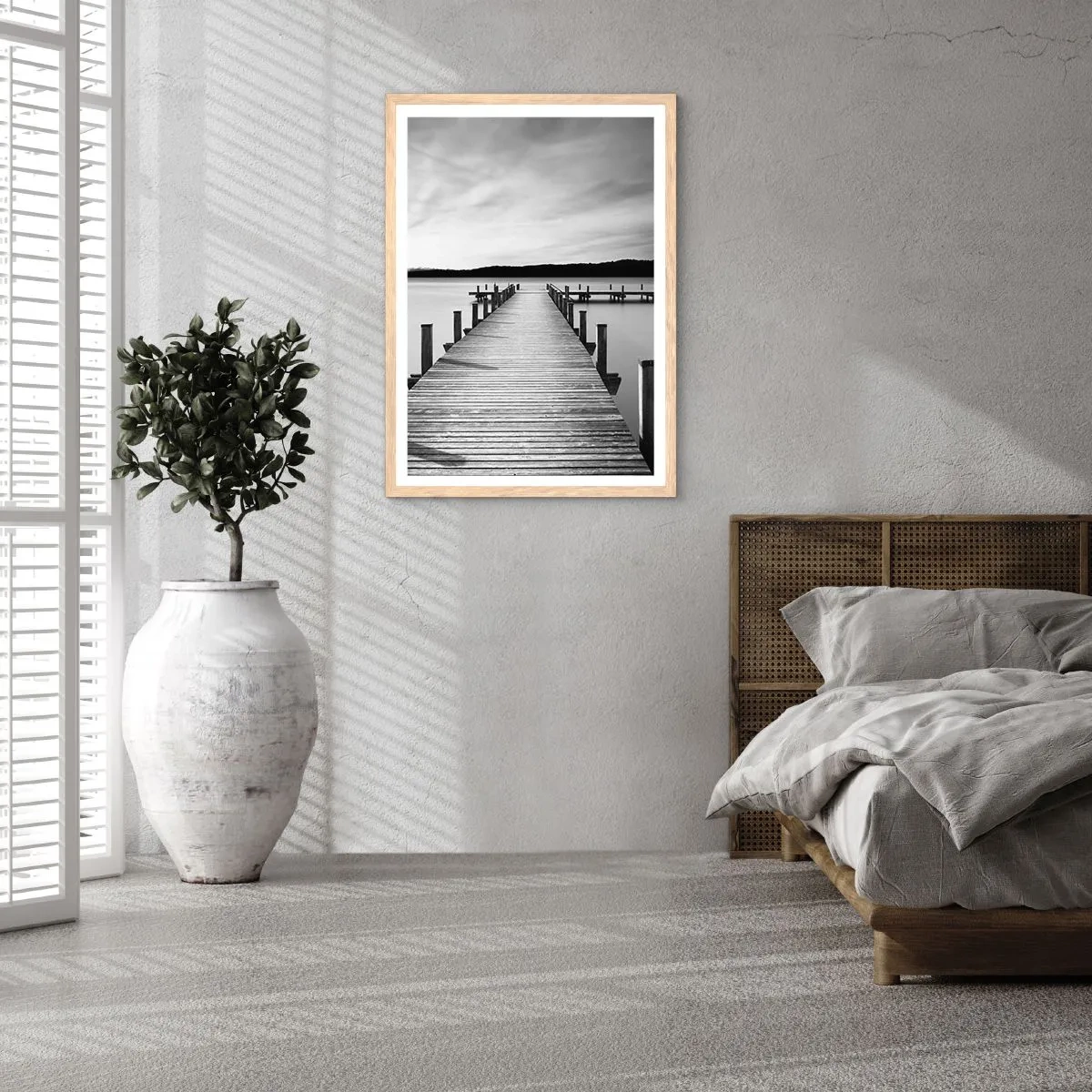 Plakat i ramme af lyst egetræ - På vandhullet - fred - 50x70 cm