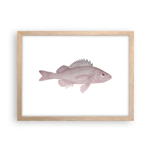 Plakat i ramme af lyst egetræ - Fisk med store øjne - 40x30 cm