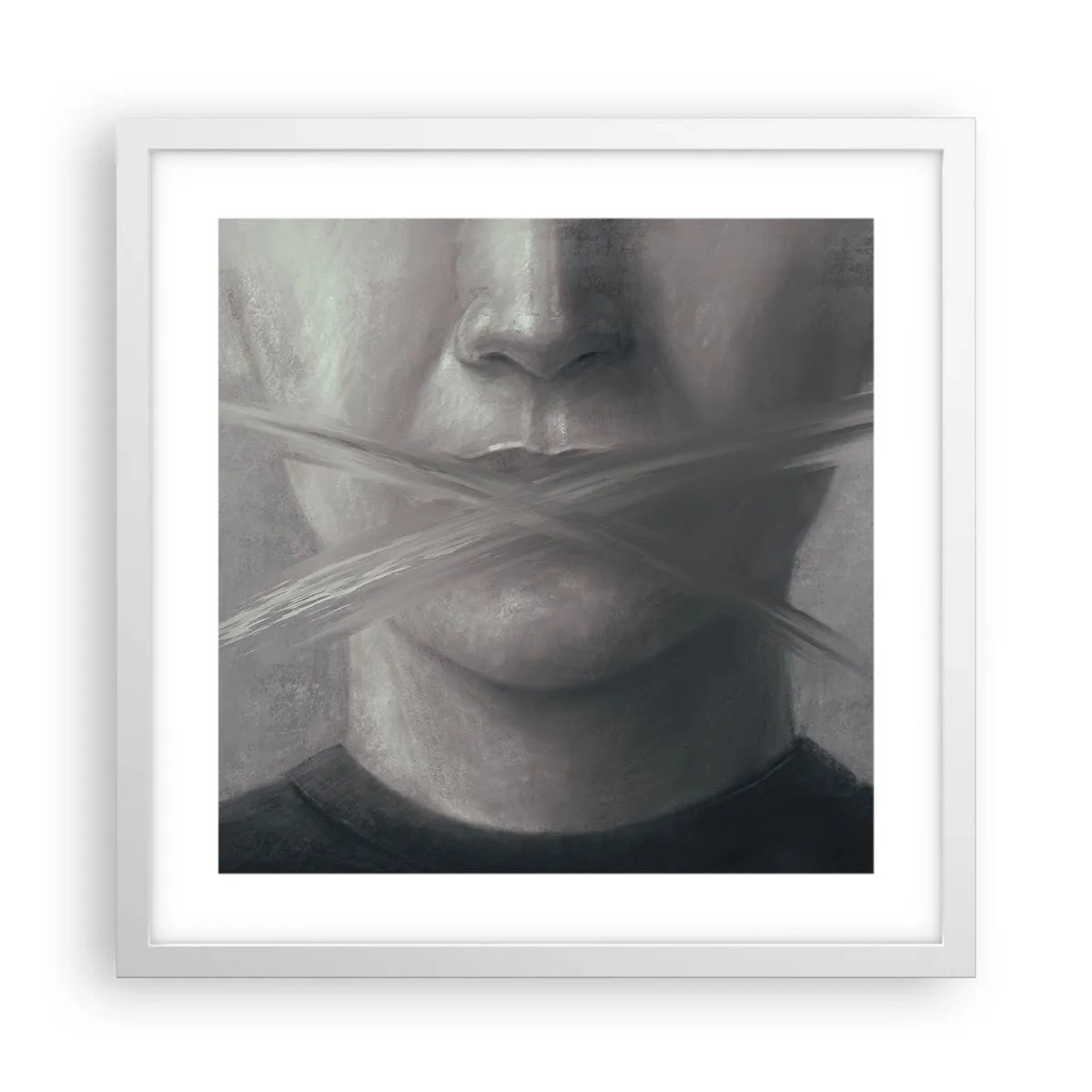 Plakat i hvid ramme - Ikke et ord - 40x40 cm