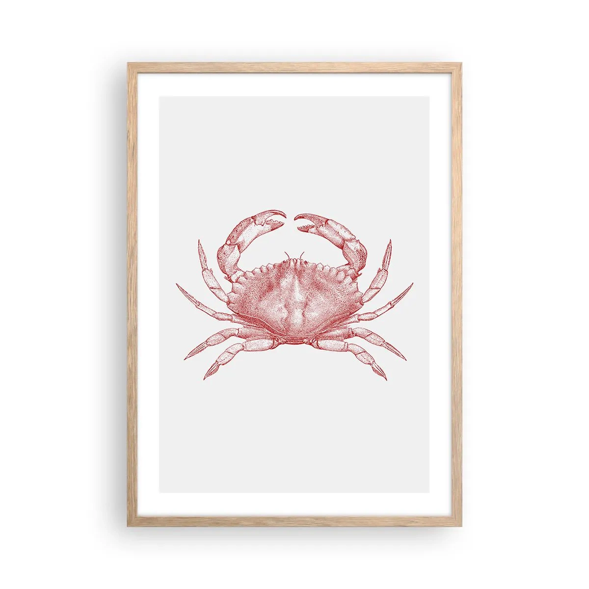 Plakat i ramme af lyst egetræ - Krabbe over krabber - 50x70 cm