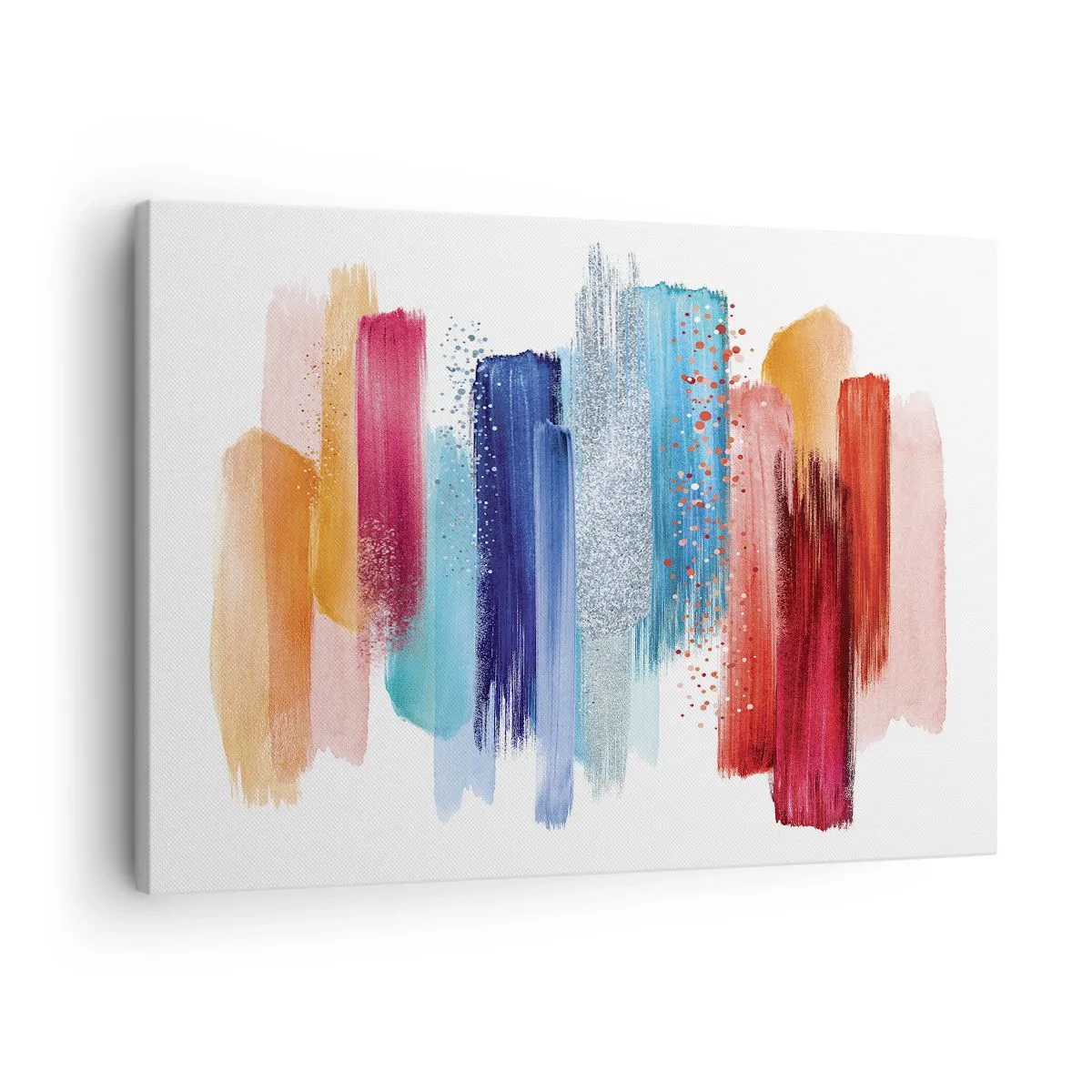 Lærredstryk - Billede på lærred - Farverige penselstrøg på en hvid baggrund - 70x50cm - Op og ned - Moderne vægdekoration til stue og soveværelse ARTTOR