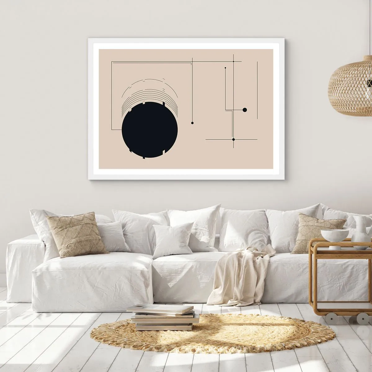 Plakat i hvid ramme - Fjedrende og dynamisk komposition - 91x61 cm