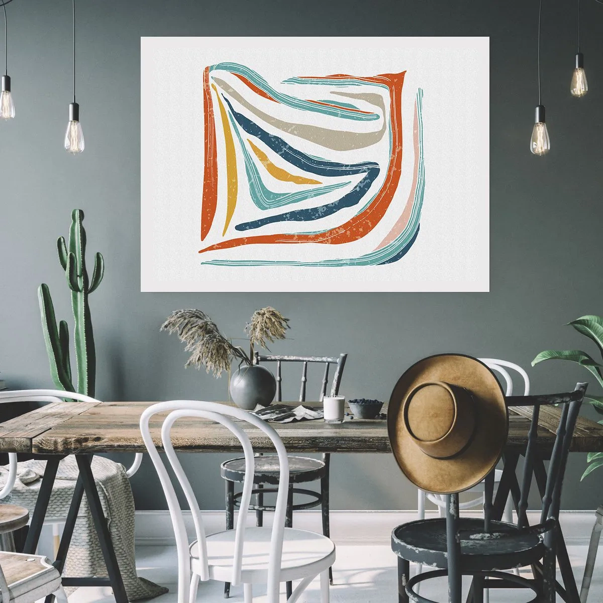 Plakat - Venligt smilende abstraktion - 100x70 cm