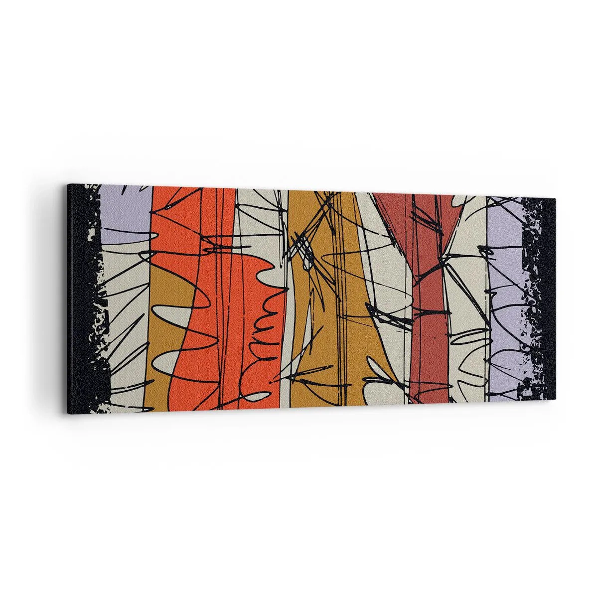 Lærredstryk - Billede på lærred - Spontan komposition - 120x50 cm