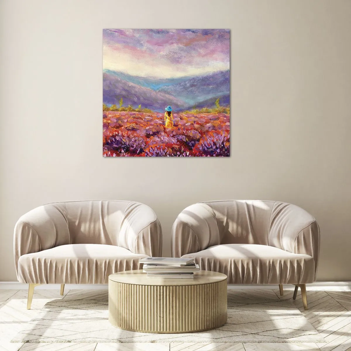 Billede på glas - I en verden af lavendel - 60x60 cm