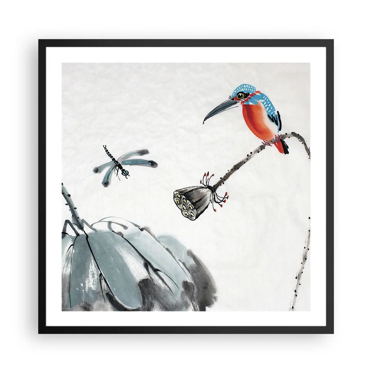Plakat i sort ramme - Engenes liv - 60x60 cm