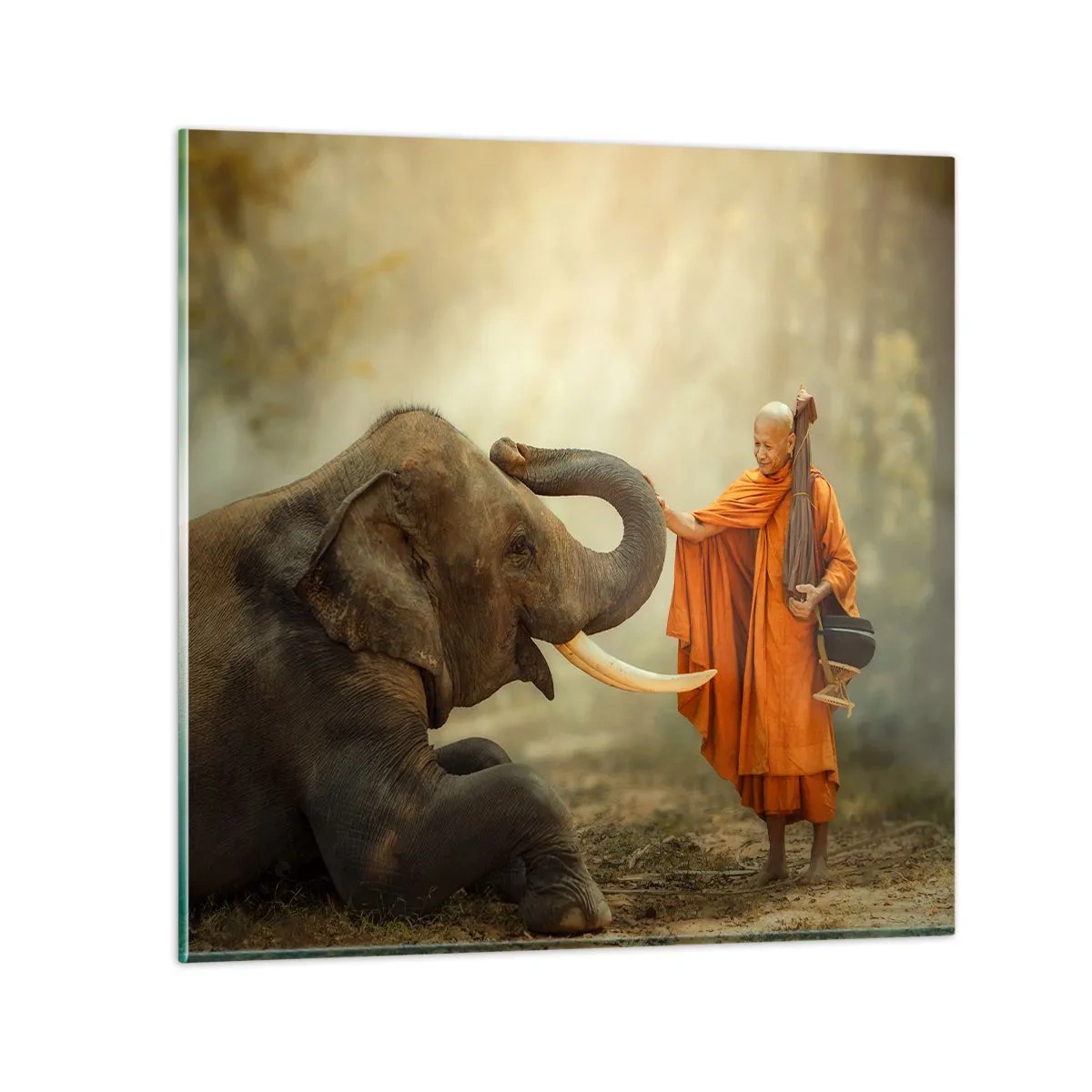 Billede på glas - Møde på ferien - 50x50 cm