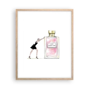 Plakat i ramme af lyst egetræ - Essensen af kvindelighed - 40x50 cm