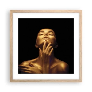 Plakat i ramme af lyst egetræ - Som gylden silke - 40x40 cm