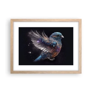 Plakat i ramme af lyst egetræ - Diamantspurv - 40x30 cm