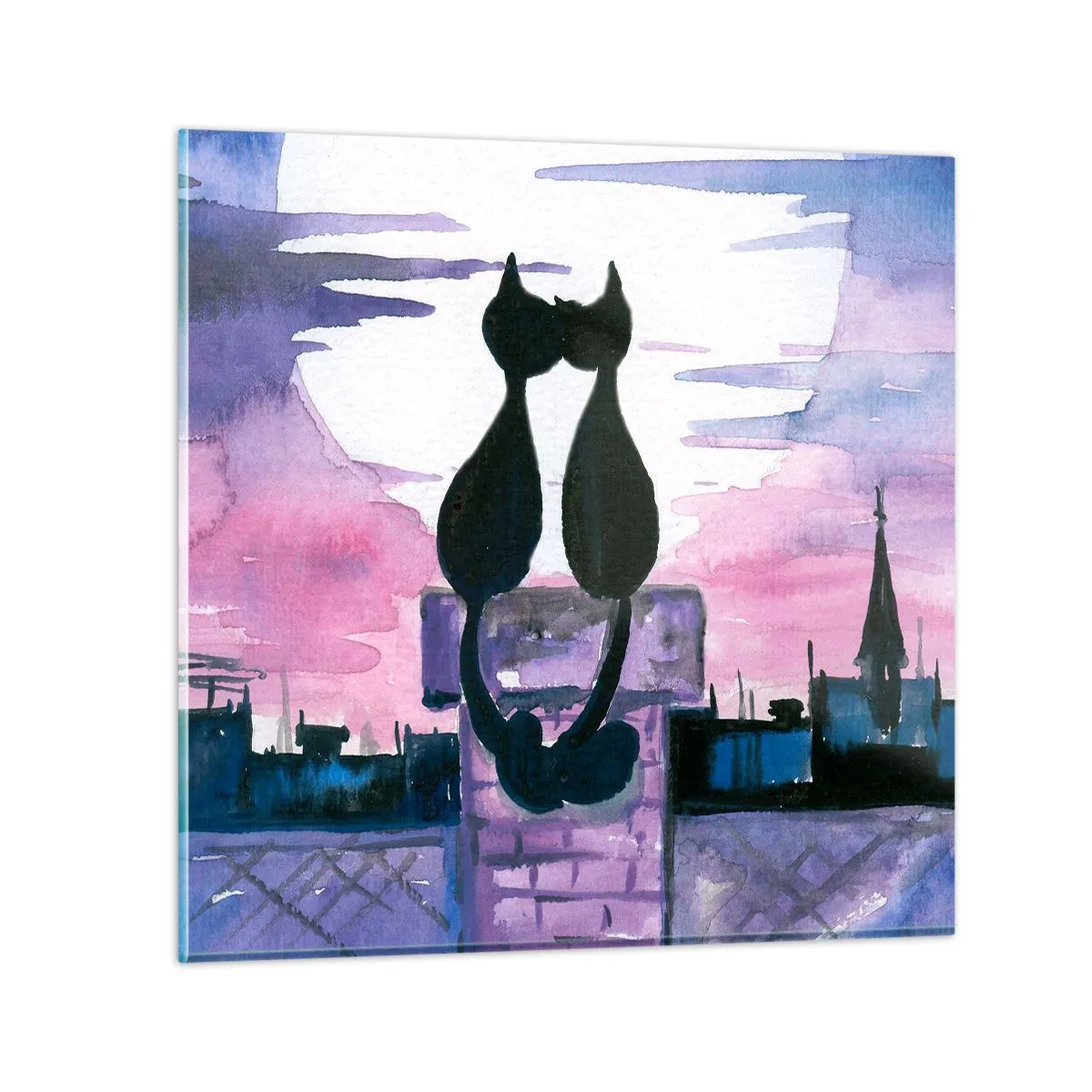 Billede på glas - Rendez-vous under månen - 60x60 cm