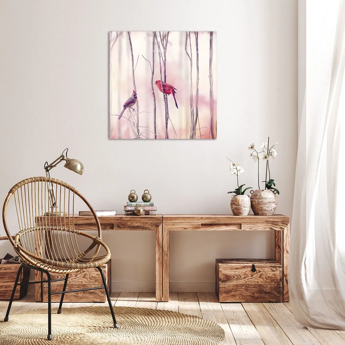 Lærredstryk - Billede på lærred - Fortællingen om den lyserøde skov - 60x60 cm