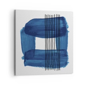 Lærredstryk - Billede på lærred - Blå-sort sammensætning - 60x60 cm