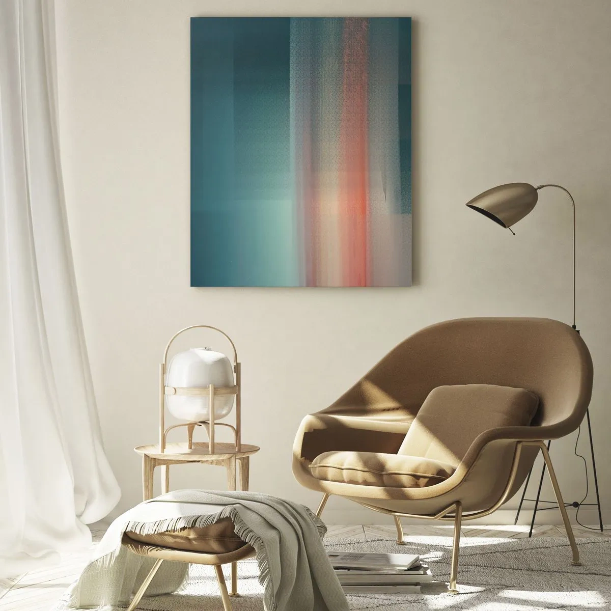 Billede på glas - Abstraktion: bølger af lys - 50x70 cm