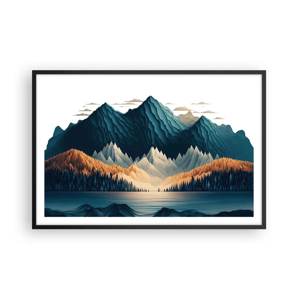 Plakat i sort ramme - Perfekt bjerglandskab - 91x61 cm