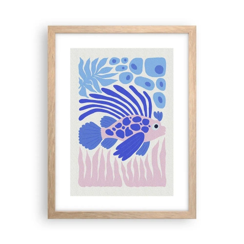 Plakat i ramme af lyst egetræ - I dit rette element - 30x40 cm