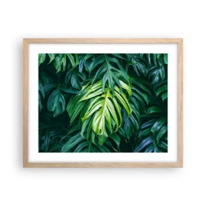 Plakat i ramme af lyst egetræ - Fordyb dig i friskhed - 50x40 cm