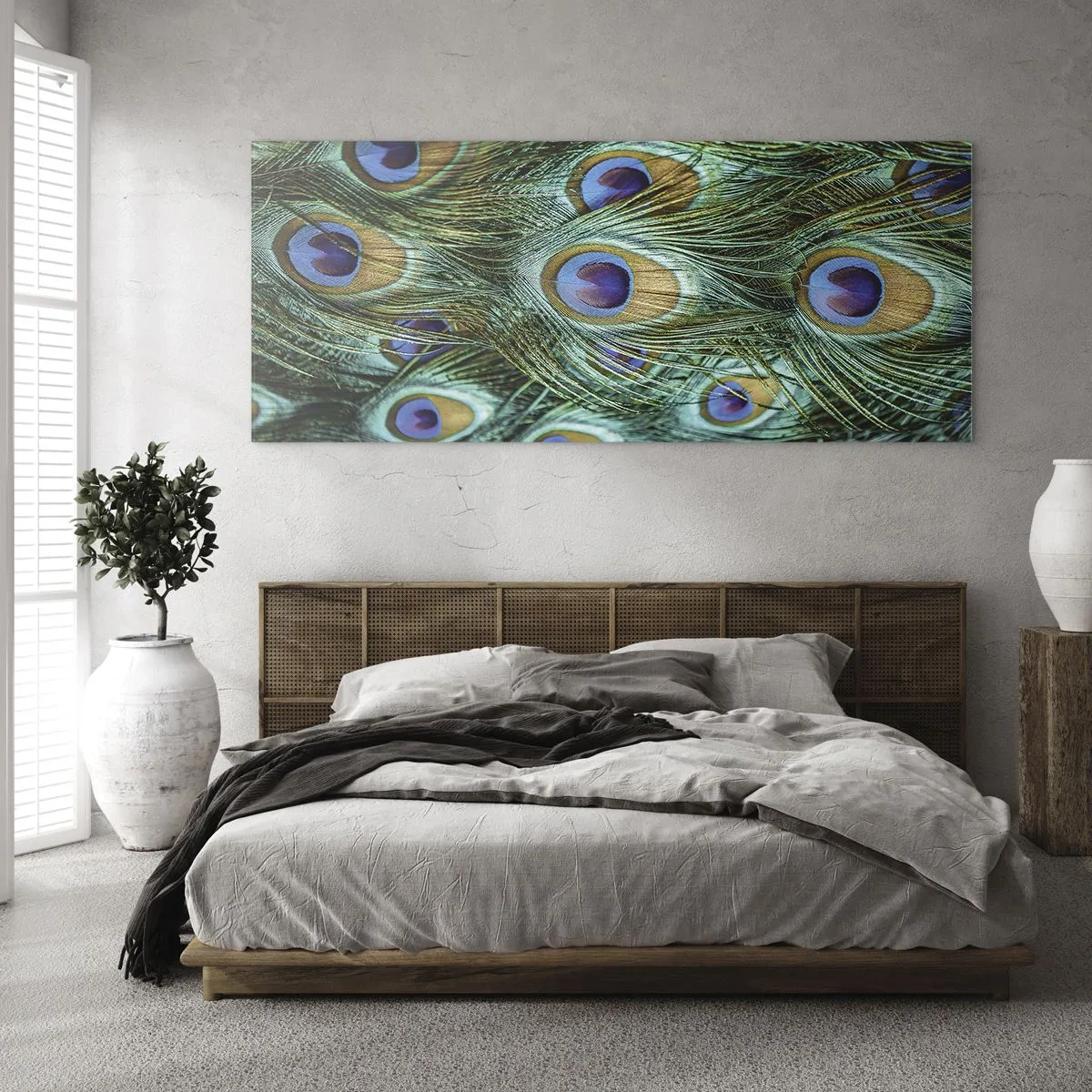 Billede på glas - En påfugls blik - 100x40 cm