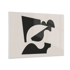 Billede på glas - Abstrakt sort-hvid geometrisk komposition - 70x50cm - Sammensæt din egen - Moderne vægdekoration til stue og soveværelse ARTTOR