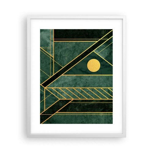 Plakat i hvid ramme - Dynamikken i guld og azurblå - 40x50 cm