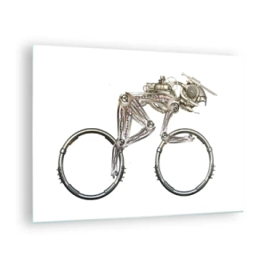 Billede på glas - Industriel cykel lavet af metal - 70x50cm - En fantastisk maskine - Moderne vægdekoration til stue og soveværelse ARTTOR