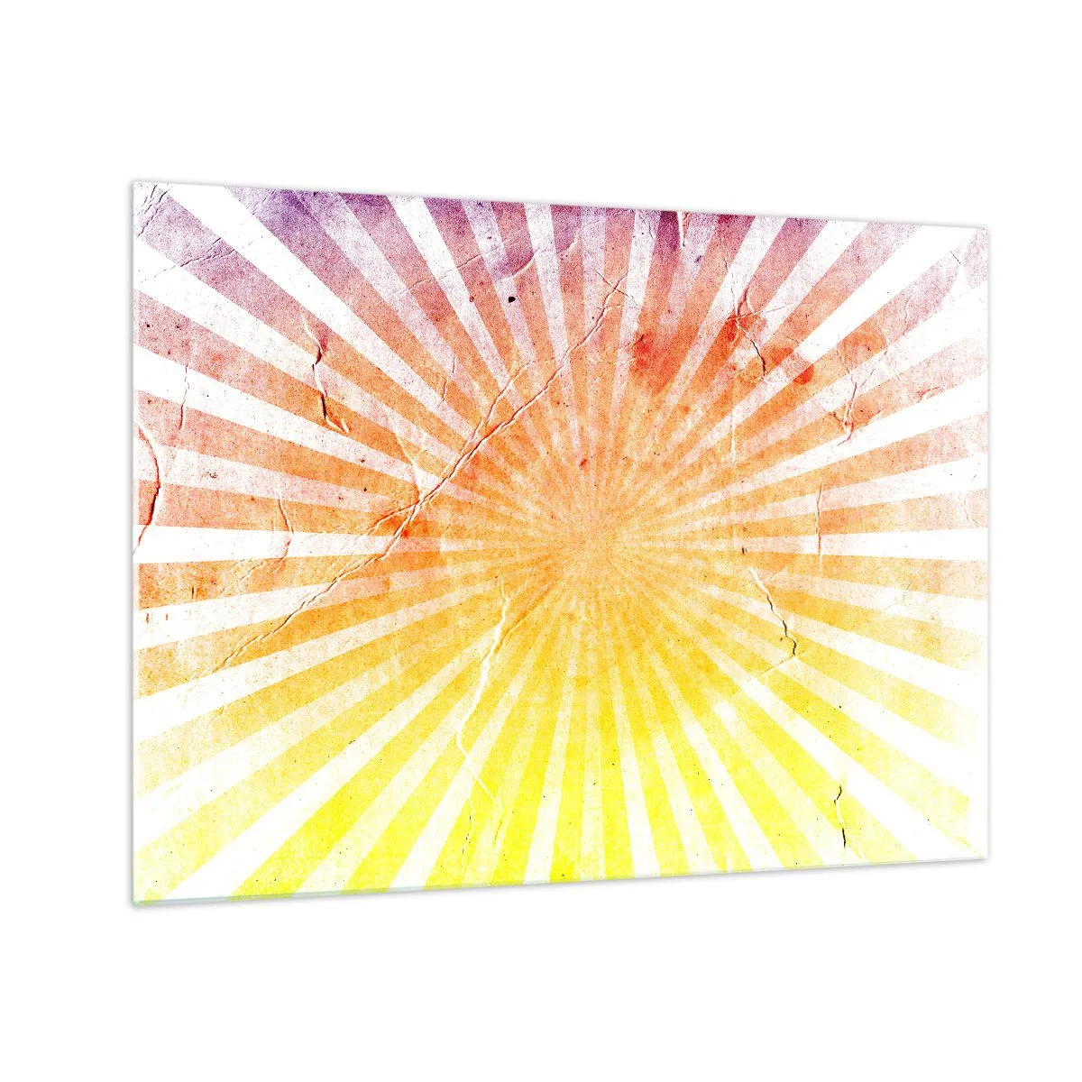 Billede på glas - Stråler fra den opgående eller nedgående sol i retrostil - 70x50cm - Opgange og nedgange - Moderne vægdekoration til stue og soveværelse ARTTOR