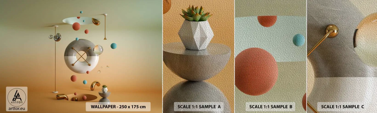 Prøve Fototapet Premium Sand - Alt kan ske - Abstraktion, Surrealisme, 3D - 100x30 cm