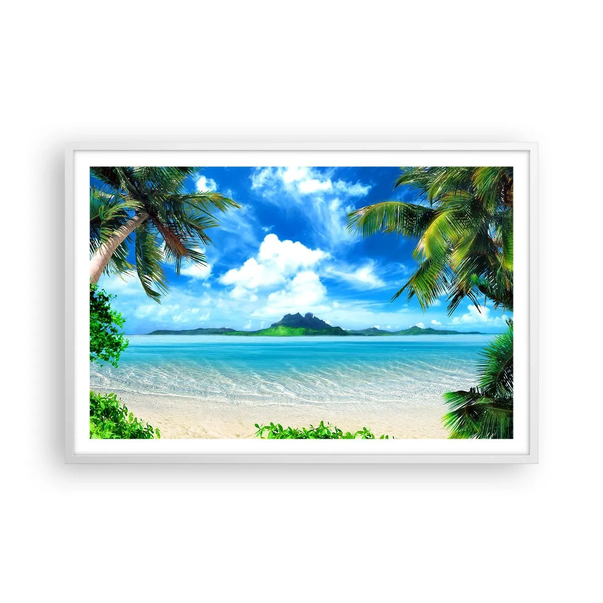 Plakat i hvid ramme - Azur i troperne - 91x61 cm