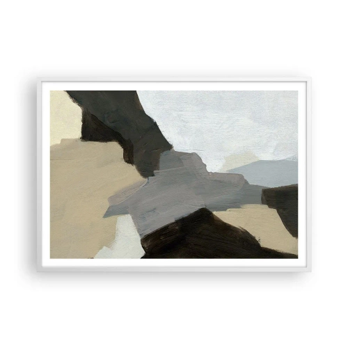 Plakat i hvid ramme - Abstraktion: afsked med det grå - 100x70 cm