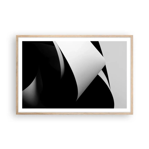 Plakat i ramme af lyst egetræ - Lysflader fra skyggernes dybder - 91x61 cm