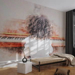 Fototapet Selvklæbende Deluxe Sticker - i et ny verden - Klaver, musik, Musiker - 450x315 cm