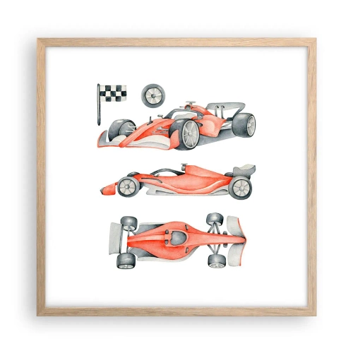 Plakat i ramme af lyst egetræ - At indhente en drøm - 50x50 cm