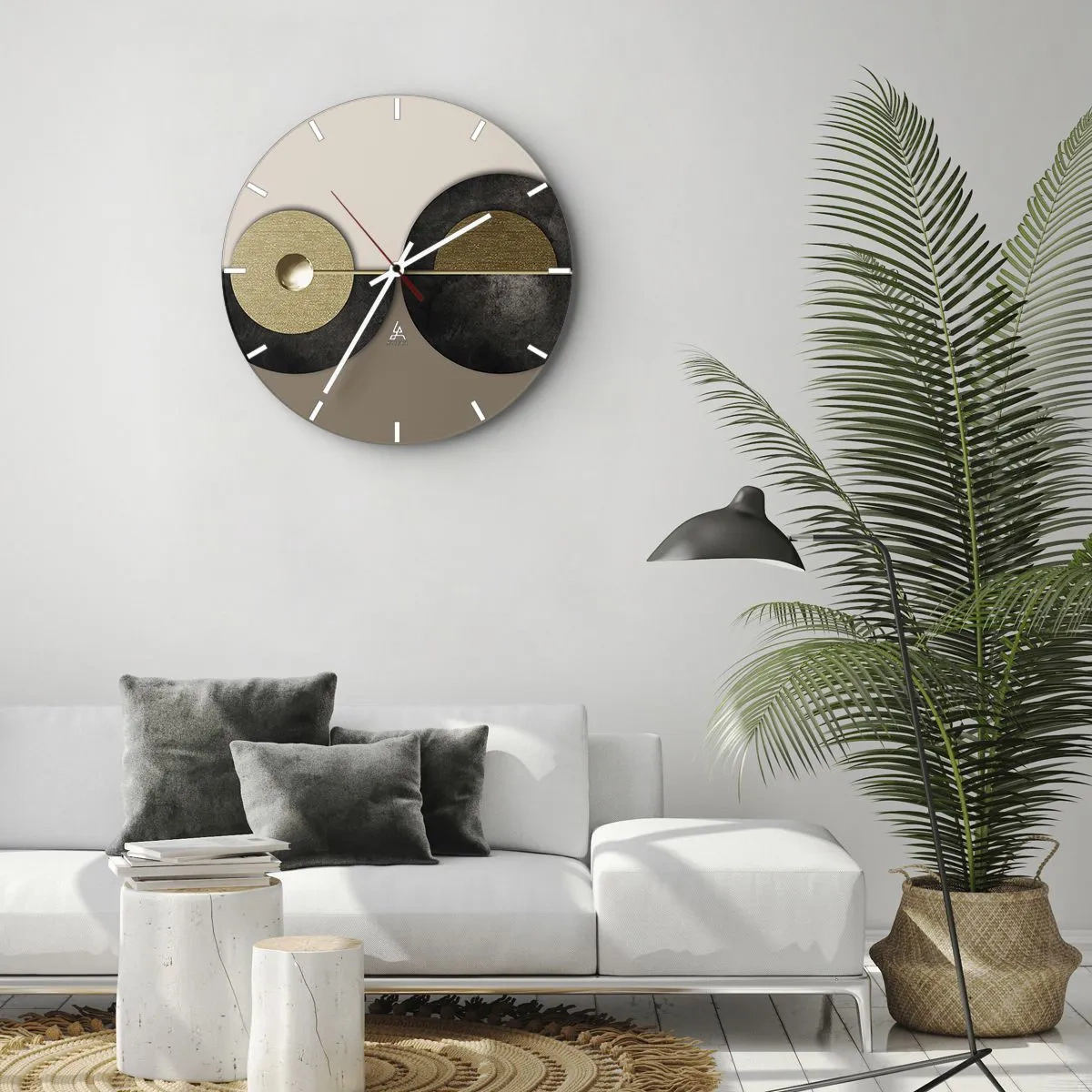 Vægur, Uret - En moderne komposition med geometriske cirkler - 30x30cm - Variationer omkring en cirkel - Moderne vægdekoration til stue, køkken og soveværelse ARTTOR