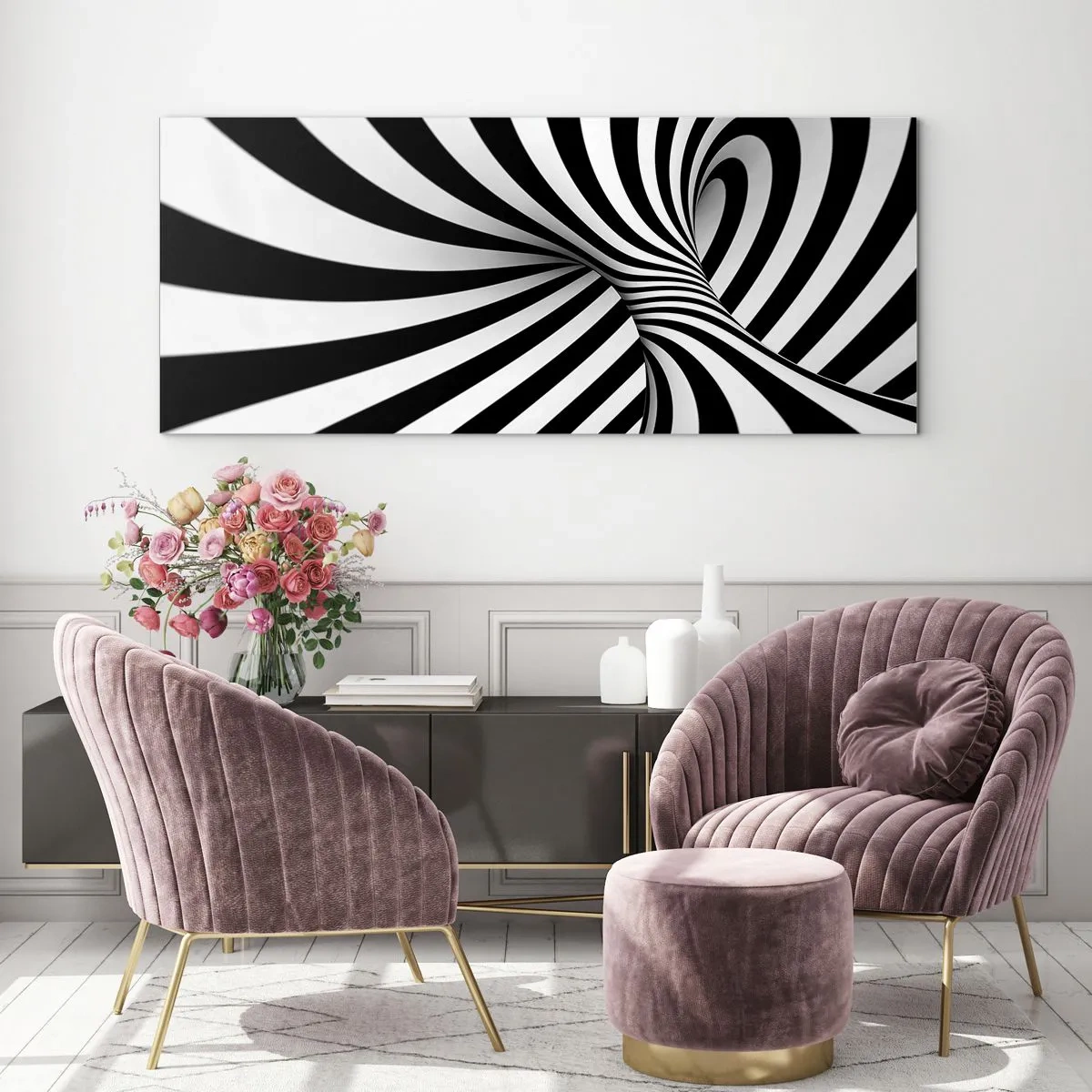 Billede på glas - Sammensætning: dansende rum - 120x50 cm