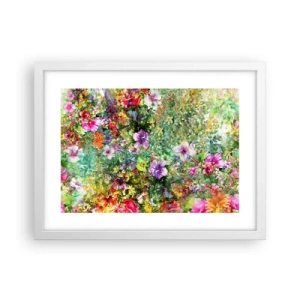 Plakat i hvid ramme - Ind i blomsterne ved fortabelse - 40x30 cm