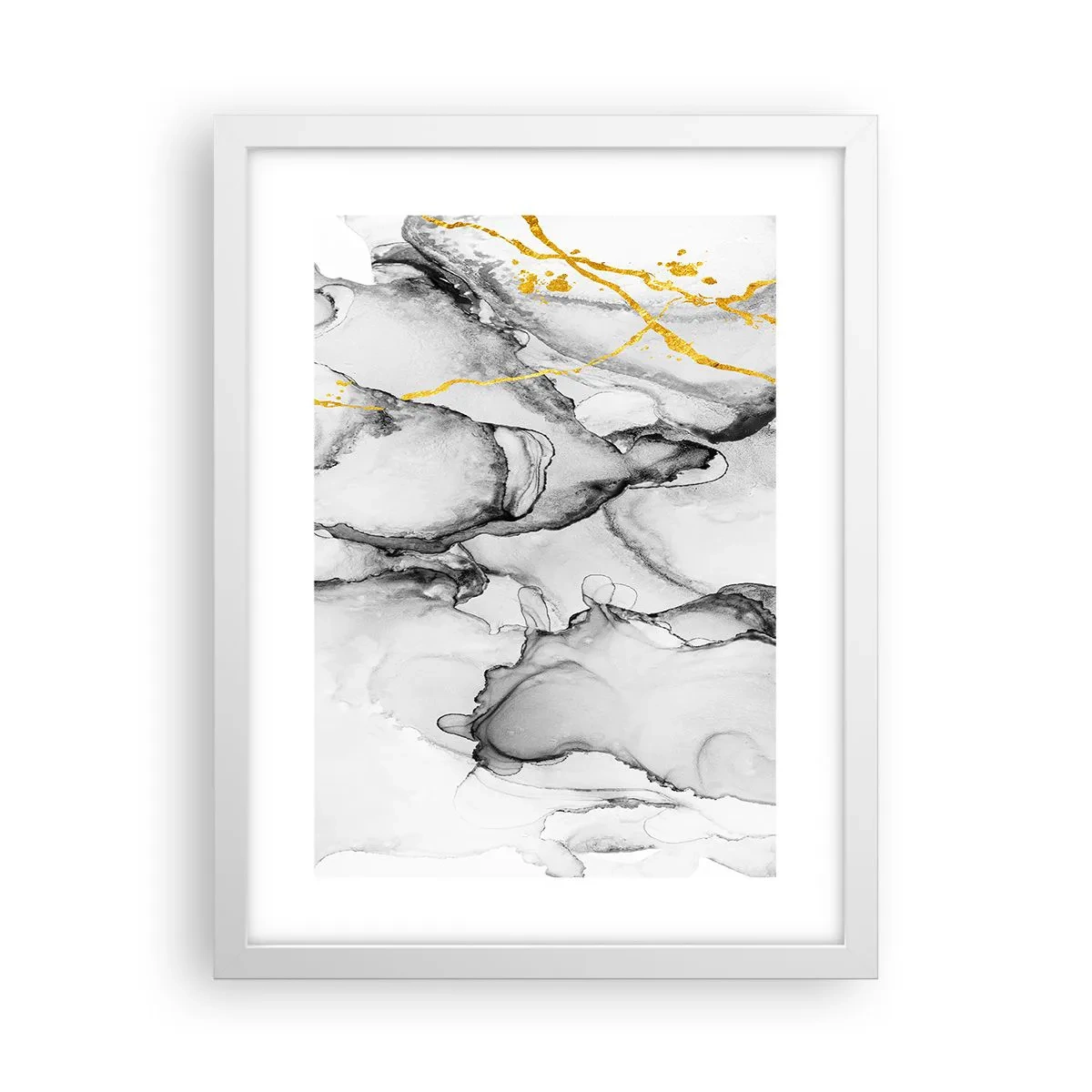 Plakat i hvid ramme - Sammensætning med guldmotiv - 30x40 cm