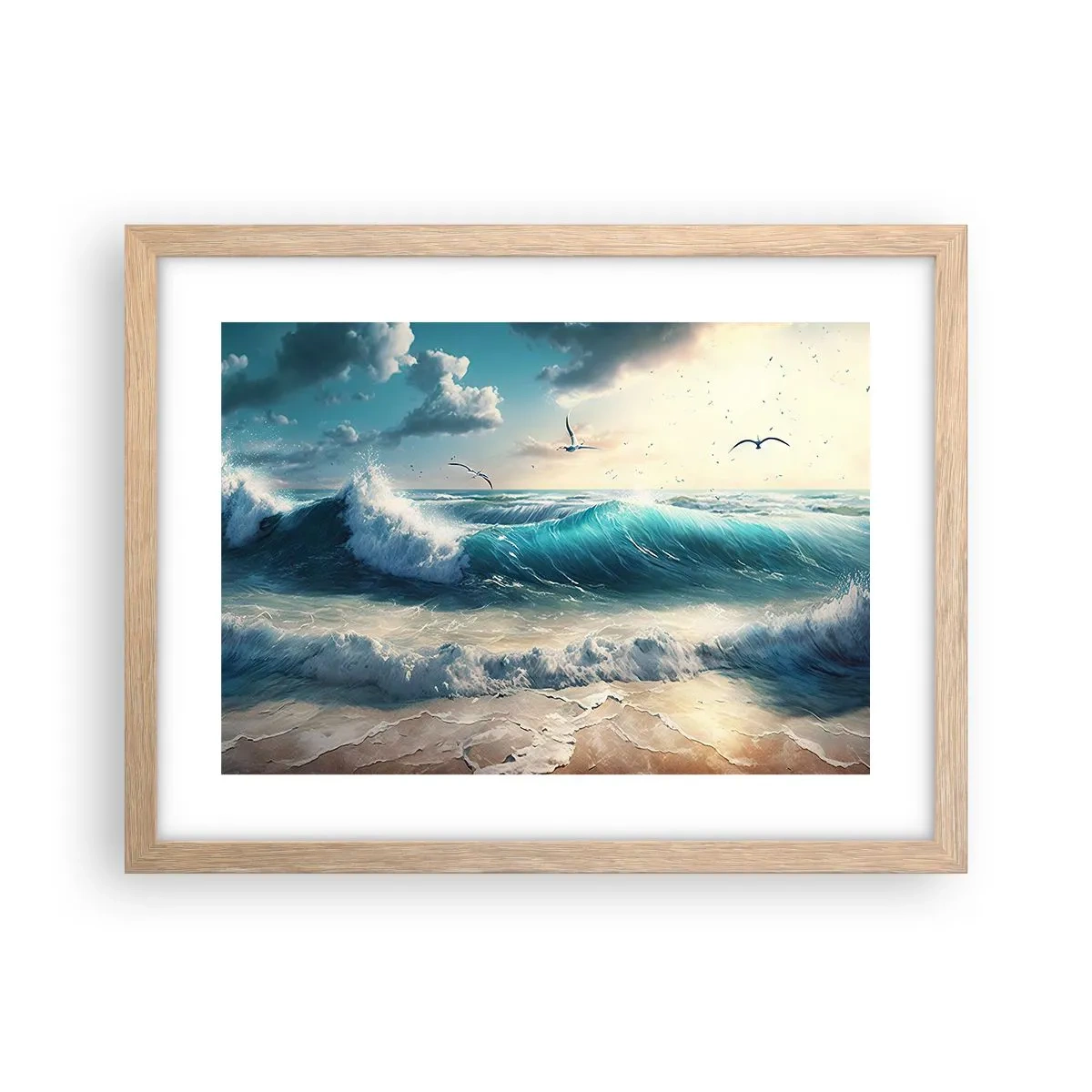 Plakat i ramme af lyst egetræ - Støj kun for dig - 40x30 cm